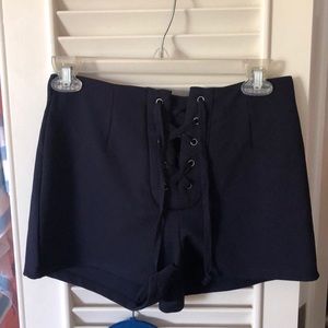 Navy Blue Tie Shorts
